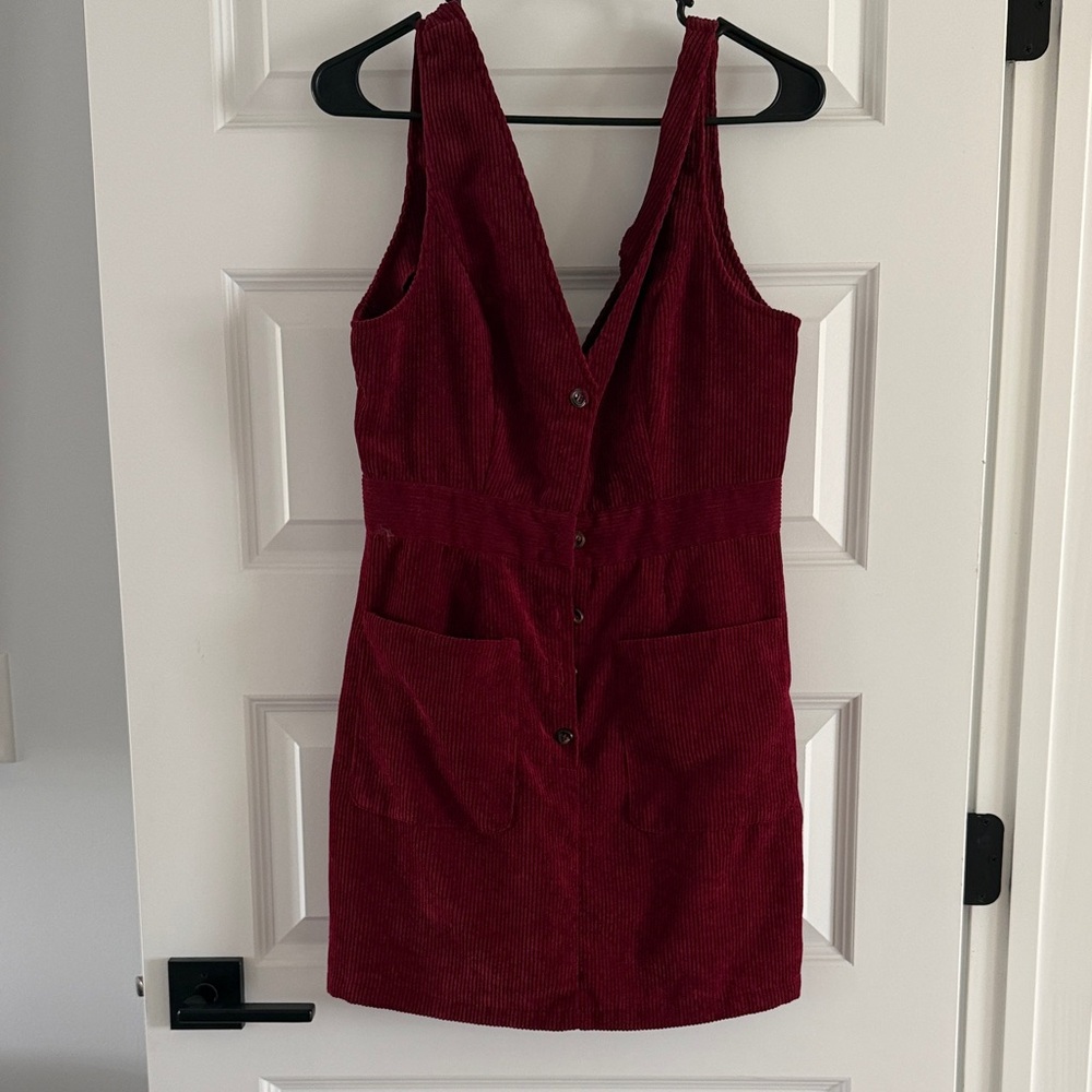 SHEIN Burgundy Corduroy Mini Dress